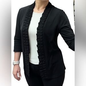 Coldwater Creek Cardigan Women's Black S size Open Front Ruffle